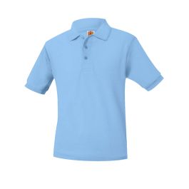 Unisex Short Sleeve Polo Pique Knit Light Blue